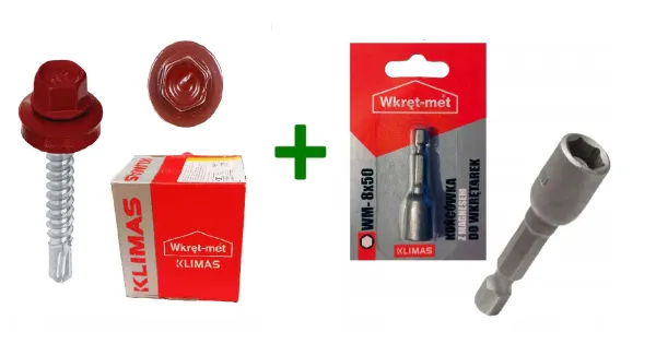 Wkręty farmery 4,8x35 RAL 3011 + Końcówka magnetyczna do farmerów M8 Klimas