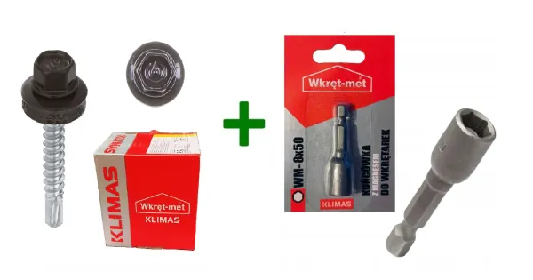 Wkręty farmery 4,8x35 RAL 8019 + Końcówka magnetyczna do farmerów M8 Klimas