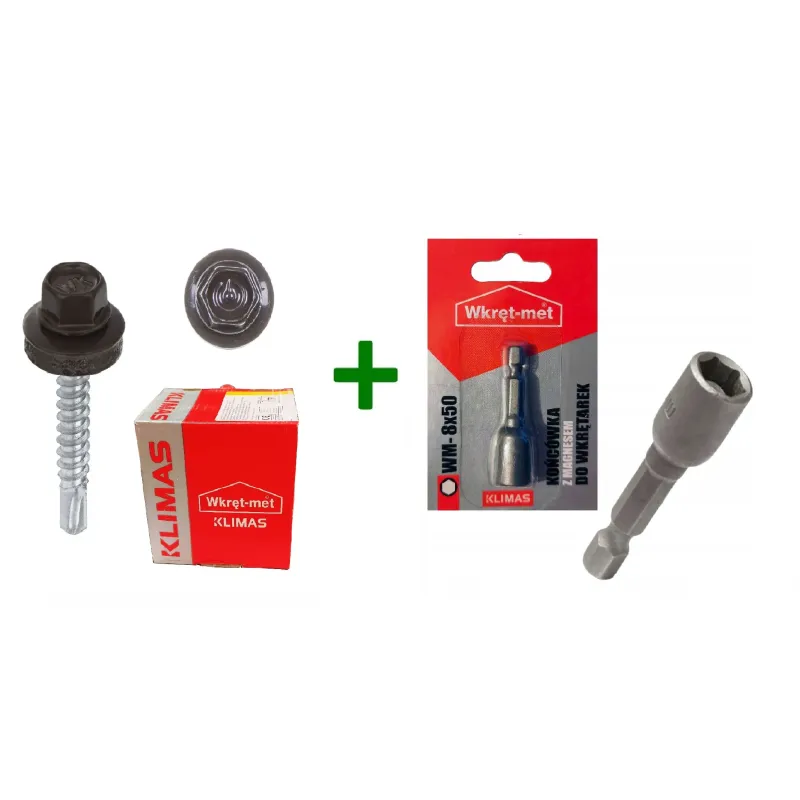 Wkręty farmery 4,8x35 RAL 8019 + Końcówka magnetyczna do farmerów M8 Klimas