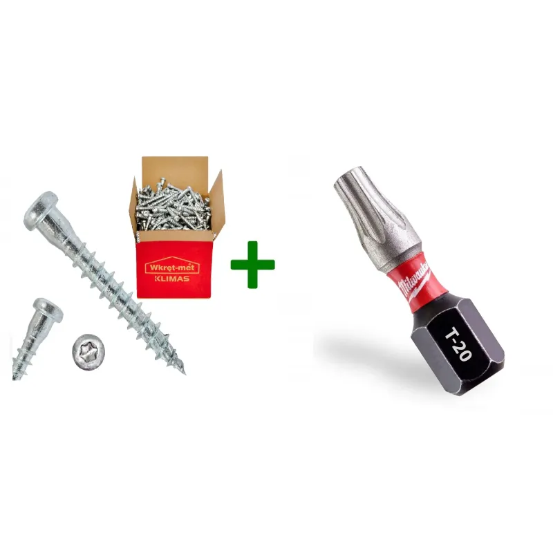 Wkręty do łączników ciesielskich 5x40 TORX + Bit udarowy Milwaukee TX20 (25mm)