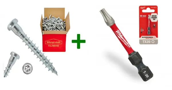 Wkręty do łączników ciesielskich 5x35 TORX + Bit udarowy Milwaukee TX20 (50mm)