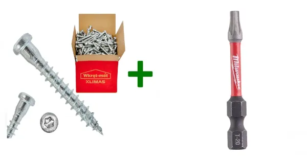 Wkręty do łączników ciesielskich 5x30 TORX + Bit udarowy Milwaukee TX20 (50mm) - tictac