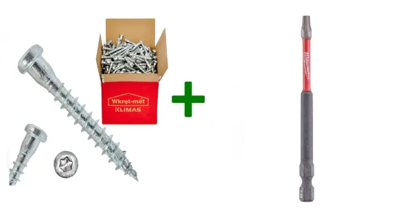 Wkręty do łączników ciesielskich 5x35 TORX + Bit udarowy Milwaukee TX20 (90mm)