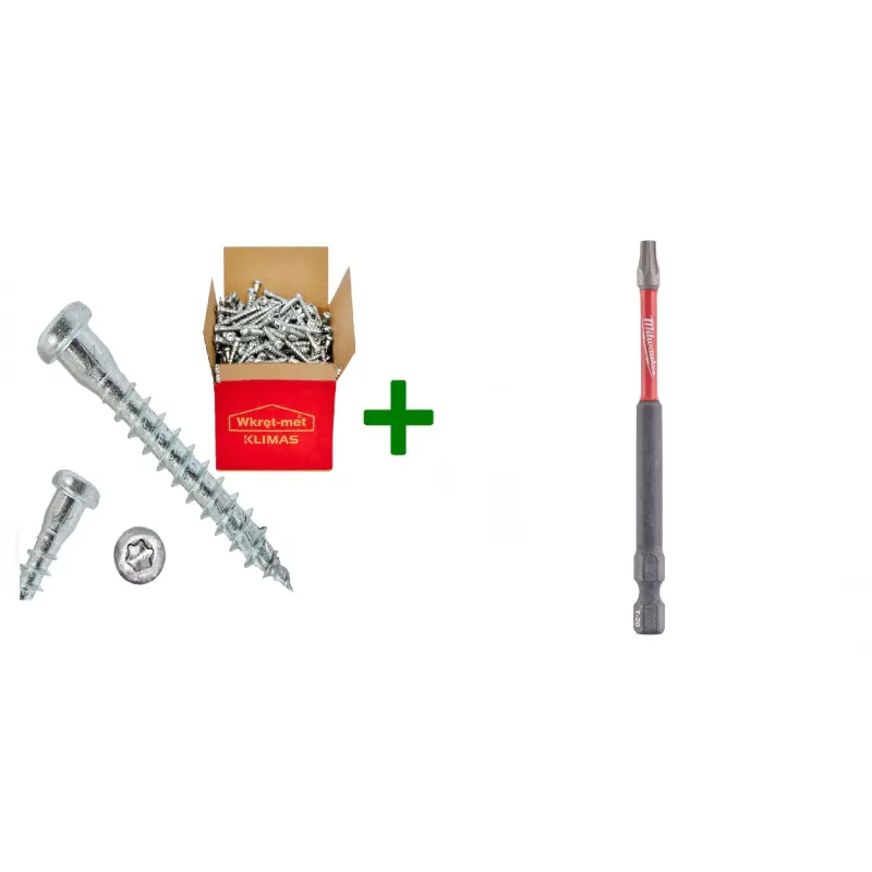 Wkręty do łączników ciesielskich 5x35 TORX + Bit udarowy Milwaukee TX20 (90mm)