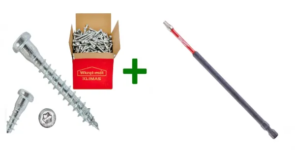 Wkręty do łączników ciesielskich 5x30 TORX + Bit udarowy Milwaukee TX20 (150mm)