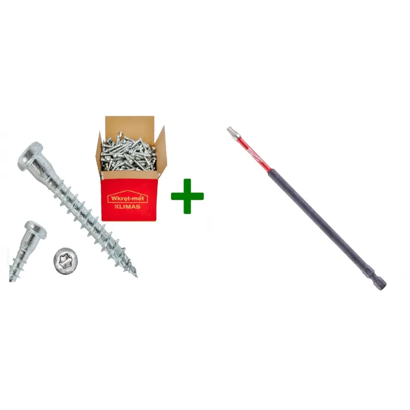 Wkręty do łączników ciesielskich 5x30 TORX + Bit udarowy Milwaukee TX20 (150mm)