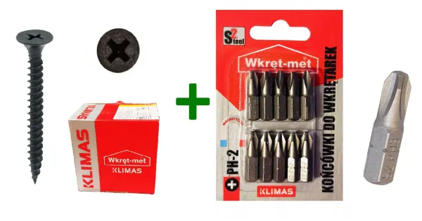 Wkręty KG do metalu 3,5x55mm + Końcówki do wkrętarki PH2 (25mm)