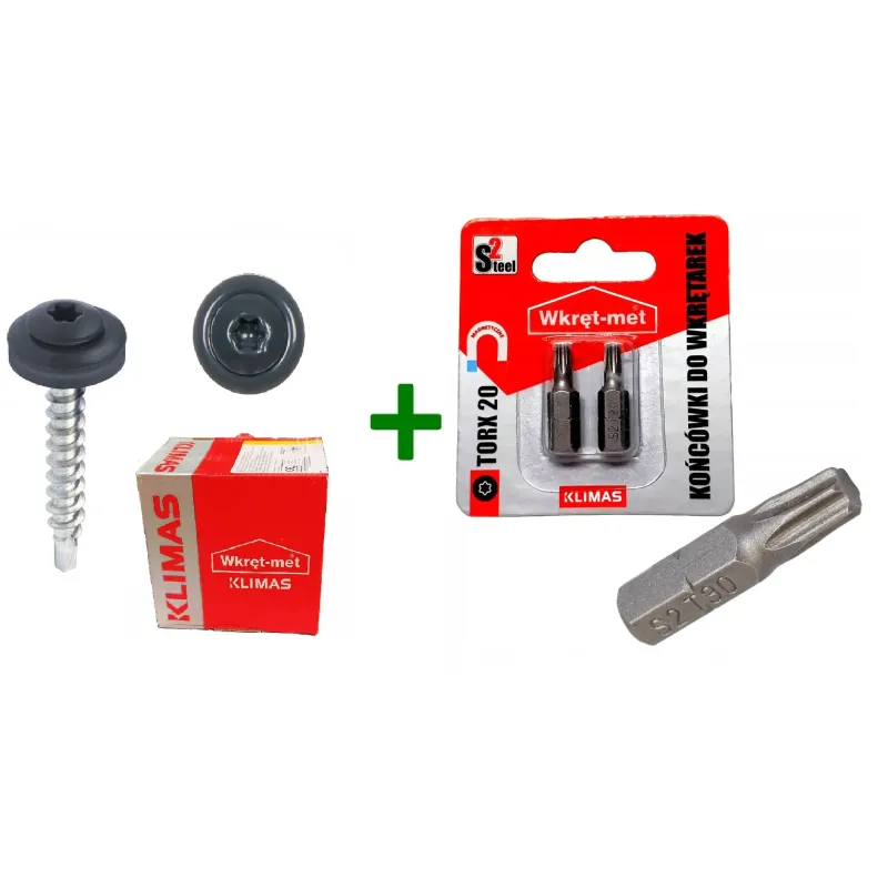 Wkręty farmery 4,8x35 RAL 7016 TORX + Końcówka do wkrętarek TX20 (25mm)