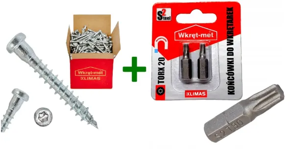 Wkręty do łączników ciesielskich 5x70 TORX + Końcówka do wkrętarek TX20 (25mm)