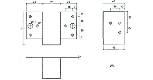 WL9 WIESZAK BELKI LEKKI WSPORNIK 60x60x45 ATEST