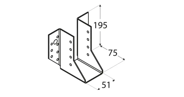 WB13 WIESZAK BELKI WSPORNIK ŁĄCZNIK 51x195x75 ATEST