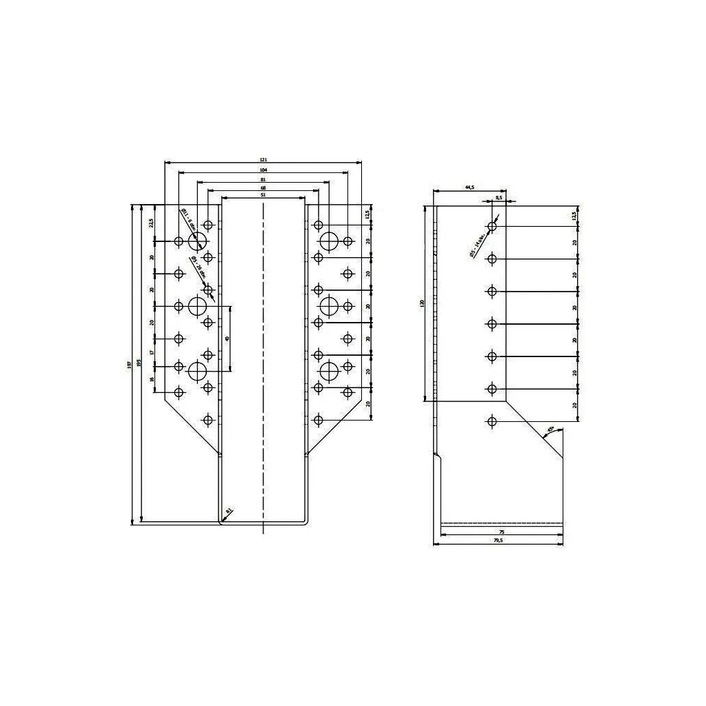 WB13 WIESZAK BELKI WSPORNIK ŁĄCZNIK 51x195x75 ATEST