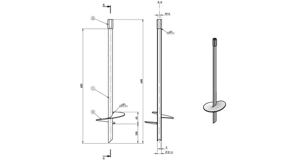 KOTWA WKRĘCANA DO ZIEMI Z NAKRĘTKĄ PWT 150 x 600