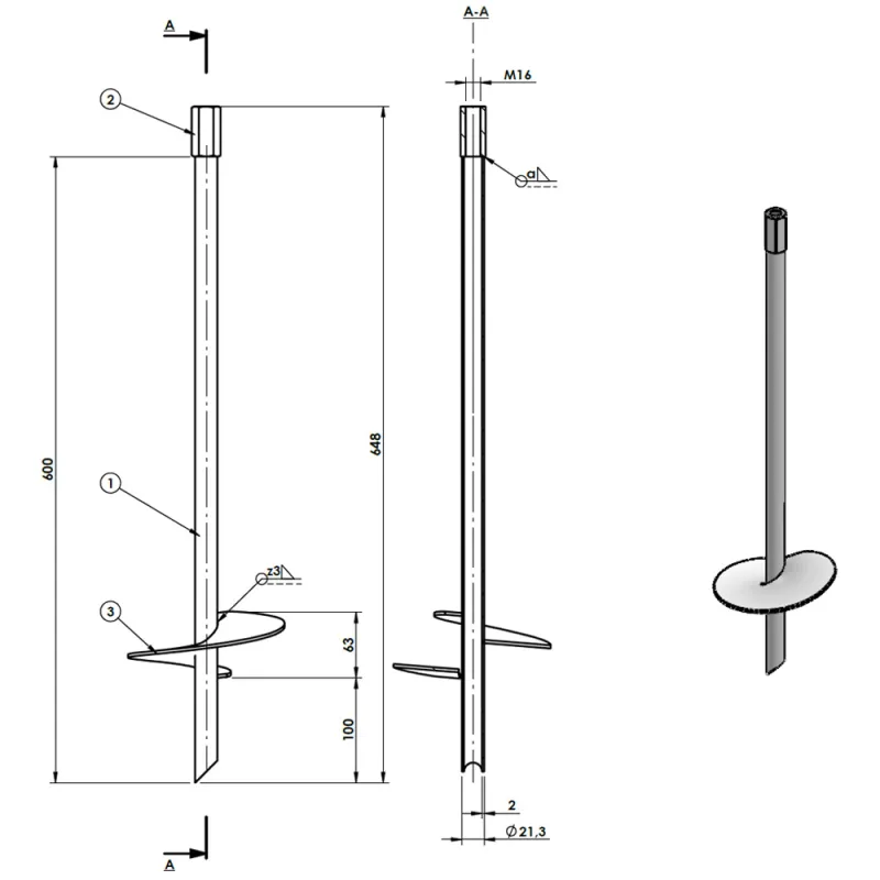 KOTWA WKRĘCANA DO ZIEMI Z NAKRĘTKĄ PWT 150 x 600