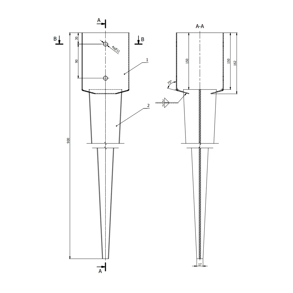 PODSTAWA SŁUPA KOTWA WBIJANA PERGOLA PSG 120x900
