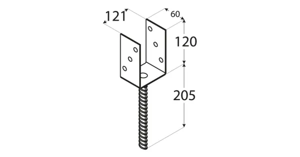 PS120U PODSTAWA SŁUPA DO WMUROWANIA KOTWA 120mm