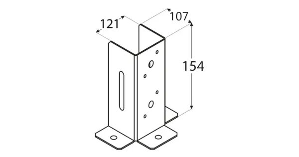 PSP DX 120 PODSTAWA SŁUPA OTWARTA 121x107mm OCYNK