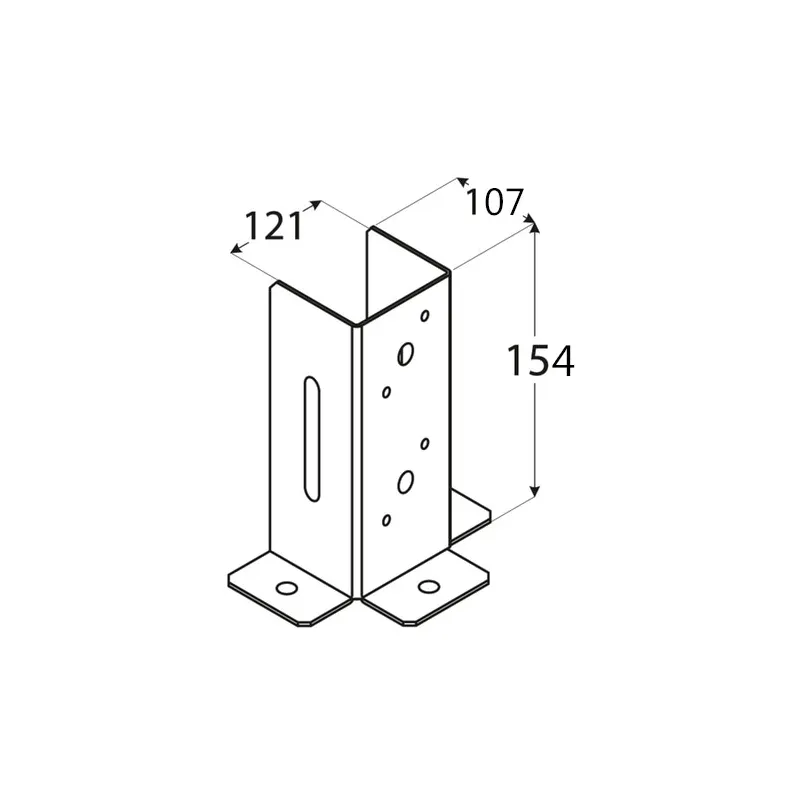 PSP DX 120 PODSTAWA SŁUPA OTWARTA 121x107mm OCYNK