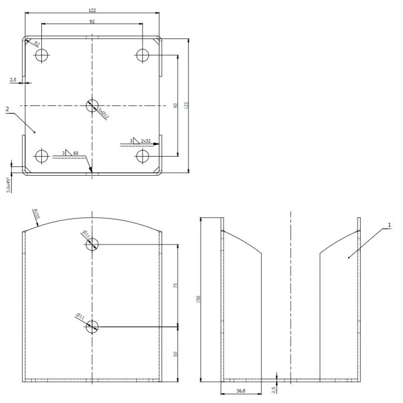 PSPW120 PODSTAWA SŁUPA PRZYKRĘCANA DO BETONU 120mm