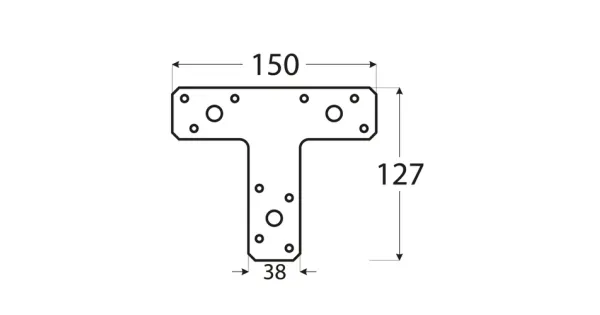 KT2 KĄTOWNIK TYPU T PŁYTKA PERFOROWANA 150x127x38