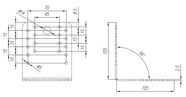 KL5 KĄTOWNIK ŁĄCZNIKOWY CIESIELSKI 105x105x90x2,5