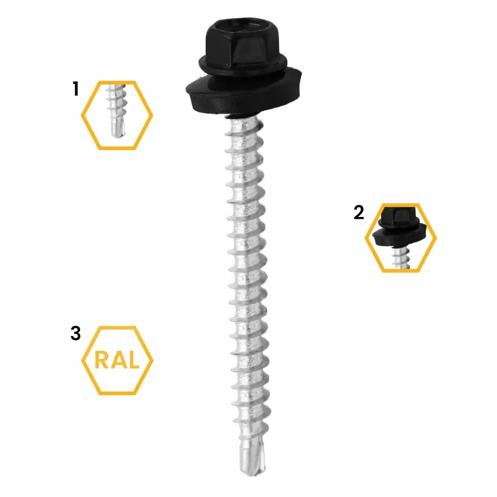 WKRĘTY SAMOWIERCĄCE FARMERSKIE  SW8 4,8X55 WF-4855 RAL 9005