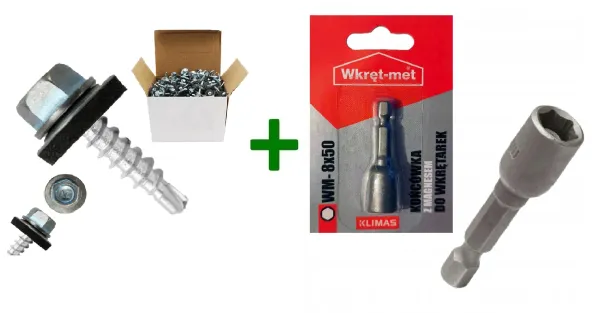 Wkręty farmerskie 4,8x25 WF-4825 ZN + Końcówka magnetyczna do farmerów M8 Klimas
