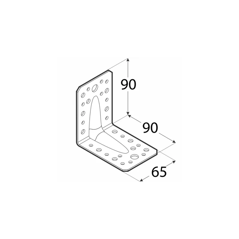 KP1 KĄTOWNIK CIESIELSKI ŁĄCZNIK Z PRZETŁOCZENIEM 90x90x65x2,5 10szt DOMAX