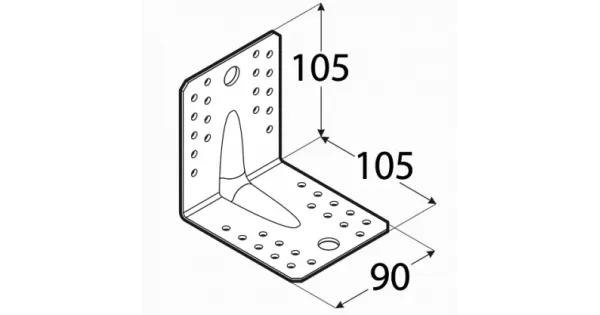 KP2 KĄTOWNIK CIESIELSKI ŁĄCZNIK Z PRZETŁOCZENIEM 105x105x90x2,5 10szt DOMAX