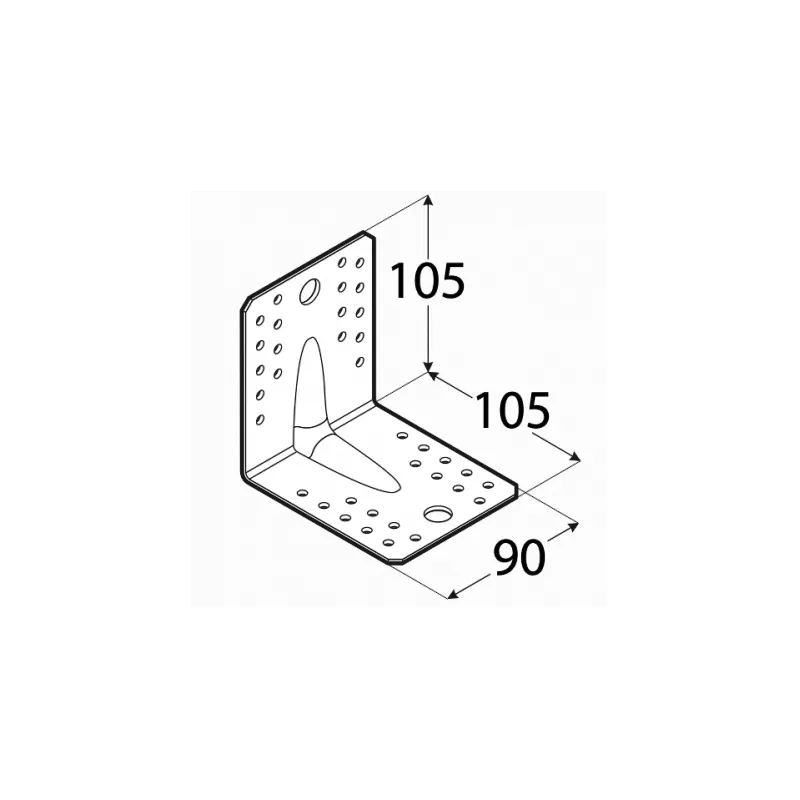 KP2 KĄTOWNIK CIESIELSKI ŁĄCZNIK Z PRZETŁOCZENIEM 105x105x90x2,5 10szt DOMAX