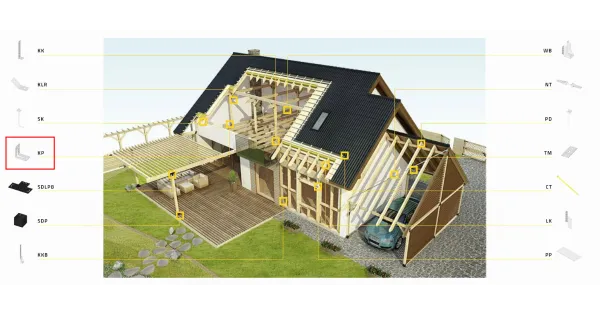 KP3 KĄTOWNIK CIESIELSKI ŁĄCZNIK Z PRZETŁOCZENIEM 90x50x55x2,5 10szt DOMAX
