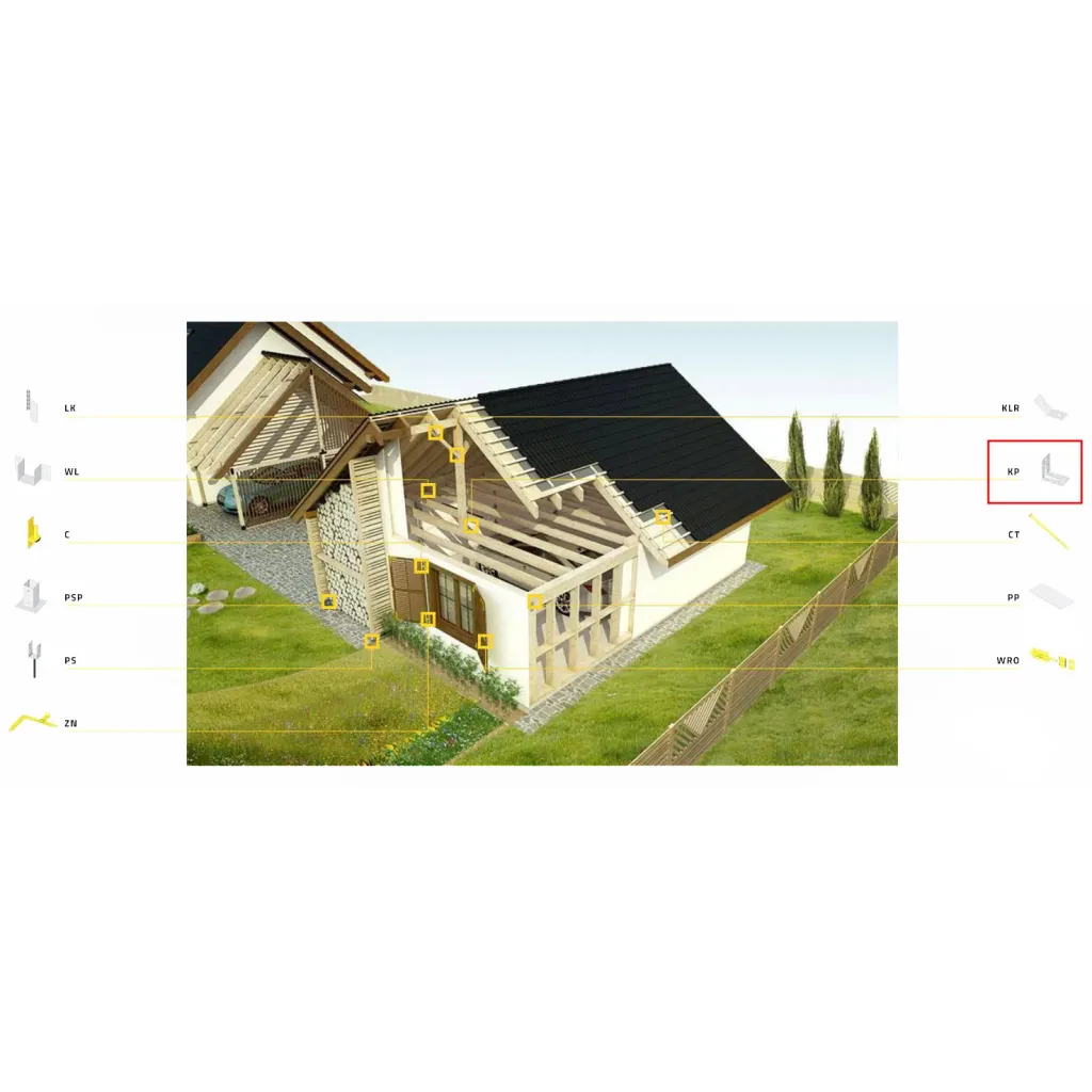 KP3 KĄTOWNIK CIESIELSKI ŁĄCZNIK Z PRZETŁOCZENIEM 90x50x55x2,5 10szt DOMAX