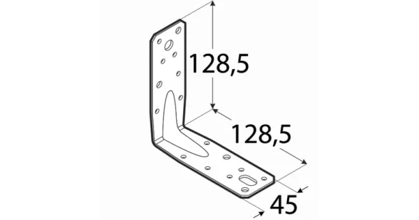 KP9 KĄTOWNIK CIESIELSKI ŁĄCZNIK Z PRZETŁOCZENIEM 128x128x45x2,5 10szt DOMAX