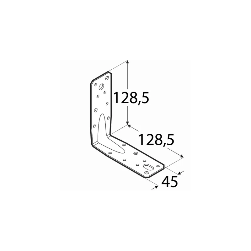 KP9 KĄTOWNIK CIESIELSKI ŁĄCZNIK Z PRZETŁOCZENIEM 128x128x45x2,5 10szt DOMAX