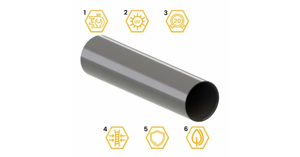 RURA SPUSTOWA PVC SYSTEM RYNNOWY 75/63 1,95m GRAFIT/ANTRACYT RAL 7016 KROP