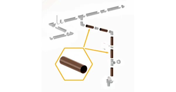 RURA SPUSTOWA PVC SYSTEM RYNNOWY 75/63 2m JASNY BRĄZ RAL 8017 KROP