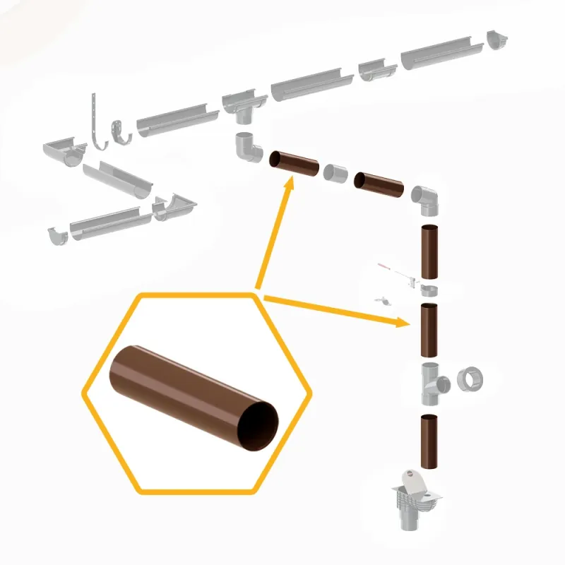 RURA SPUSTOWA PVC SYSTEM RYNNOWY 75/63 2m JASNY BRĄZ RAL 8017 KROP