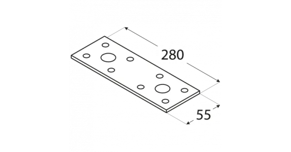 LP4 ŁĄCZNIK PŁASKI CIESIELSKI PŁYTKA 280x55x2,5 PŁASKOWNIK 1szt DOMAX