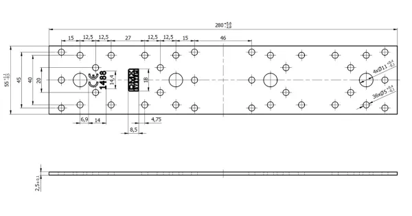 LP4 ŁĄCZNIK PŁASKI CIESIELSKI PŁYTKA 280x55x2,5 PŁASKOWNIK 1szt DOMAX