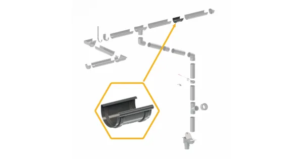 ŁĄCZNIK ZŁĄCZKA RYNNY PVC SYSTEM RYNNOWY 75/63 GRAFIT/ANTRACYT RAL 7016 KROP