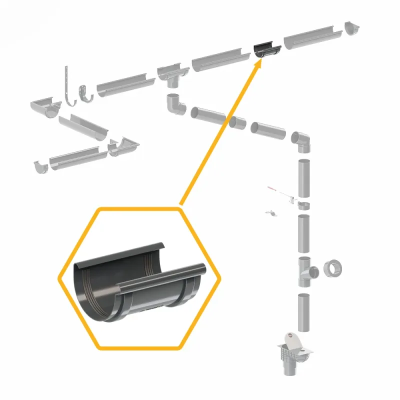 ŁĄCZNIK ZŁĄCZKA RYNNY PVC SYSTEM RYNNOWY 75/63 GRAFIT/ANTRACYT RAL 7016 KROP