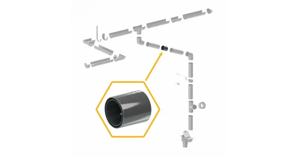 ZŁĄCZKA RURY SPUSTOWEJ PVC 63,5Ø SYSTEM RYNNOWY 75/63 GRAFIT/ANTRACYT RAL 7016 KROP