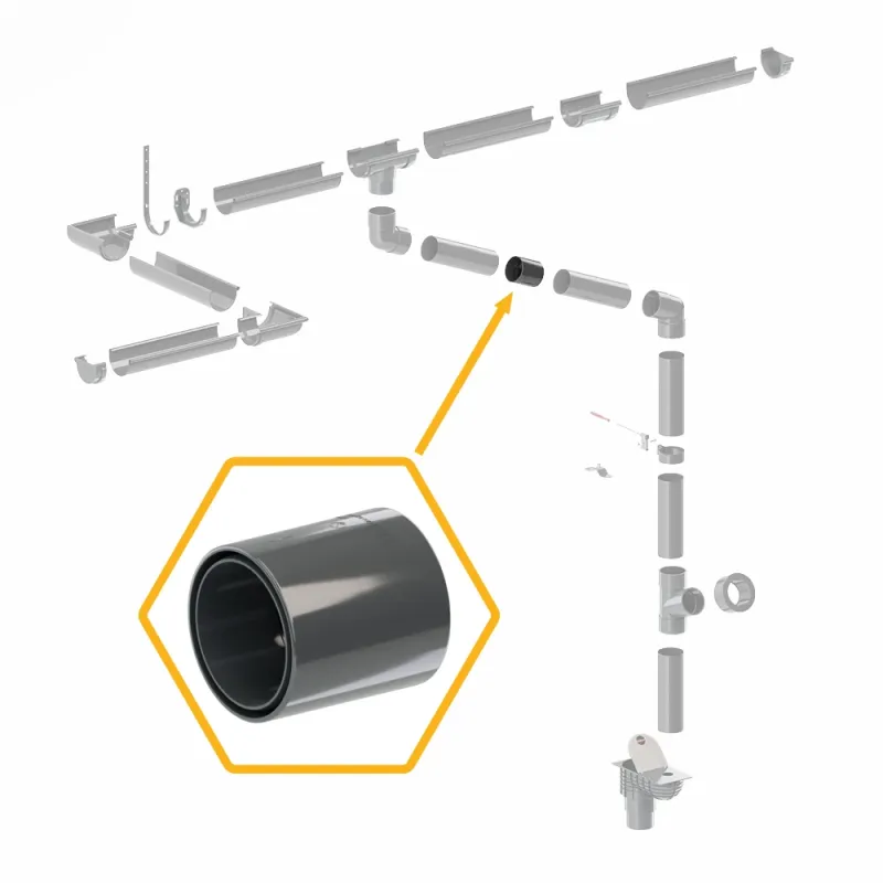 ZŁĄCZKA RURY SPUSTOWEJ PVC 63,5Ø SYSTEM RYNNOWY 75/63 GRAFIT/ANTRACYT RAL 7016 KROP