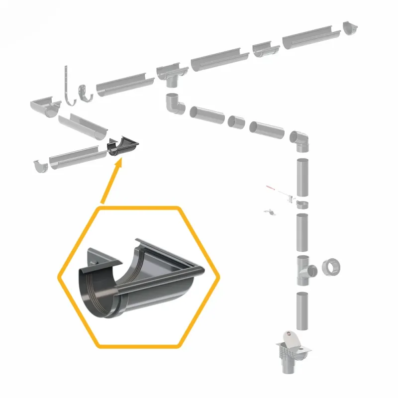 NAROŻNIK ZEWNĘTRZNY 90° PVC SYSTEM RYNNOWY 130/90 GRAFIT/ANTRACYT RAL 7016 KROP