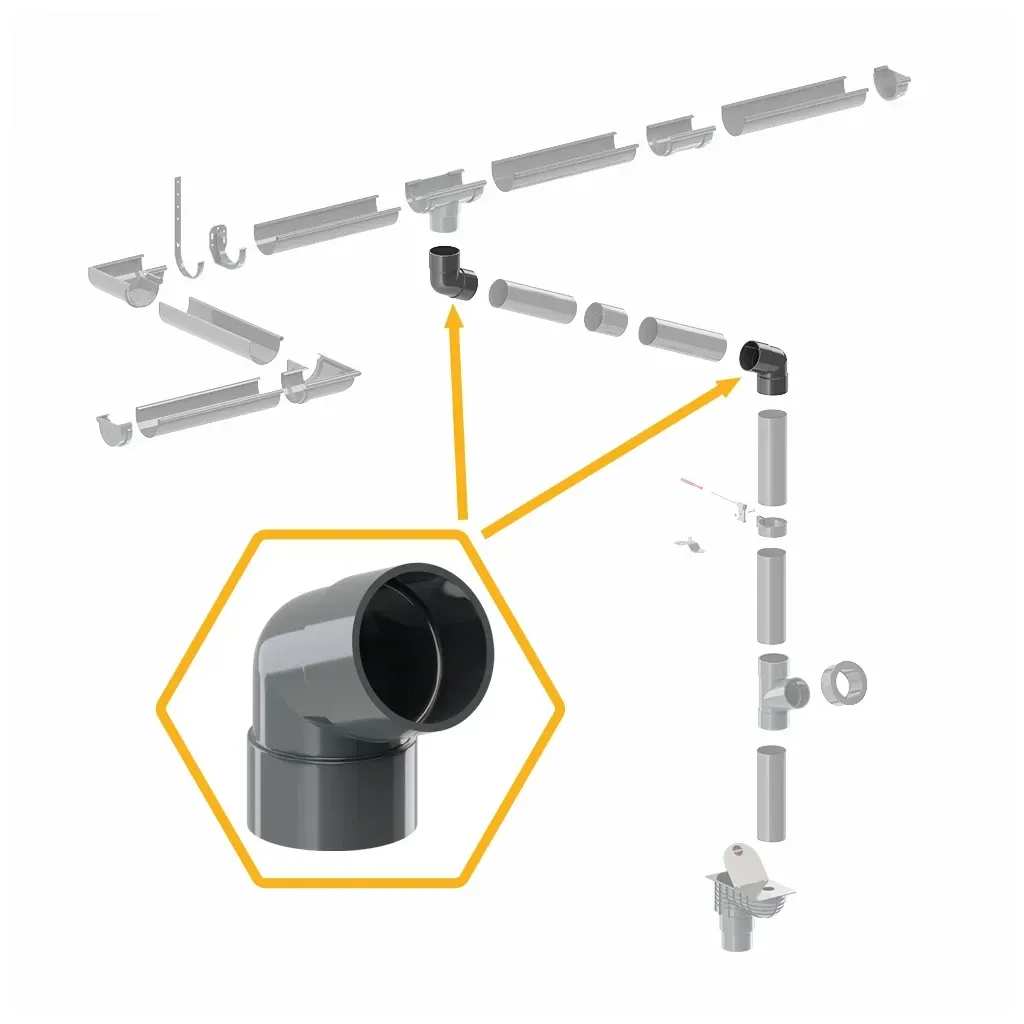 KOLANKO RURY PVC 63,5Ø/67,5° SYSTEM RYNNOWY 75/63 GRAFIT/ANTRACYT RAL 7016 KROP