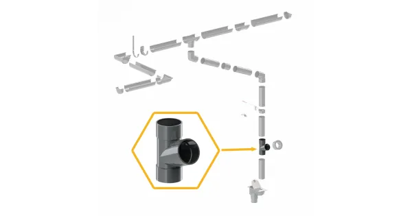 TRÓJNIK PVC 151mm 63,5Ø 67,5° SYSTEM RYNNOWY 75/63 GRAFIT/ANTRACYT RAL 7016 KROP