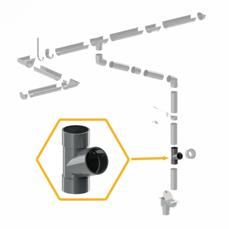 TRÓJNIK PVC 151mm 63,5Ø 67,5° SYSTEM RYNNOWY 75/63 GRAFIT/ANTRACYT RAL 7016 KROP