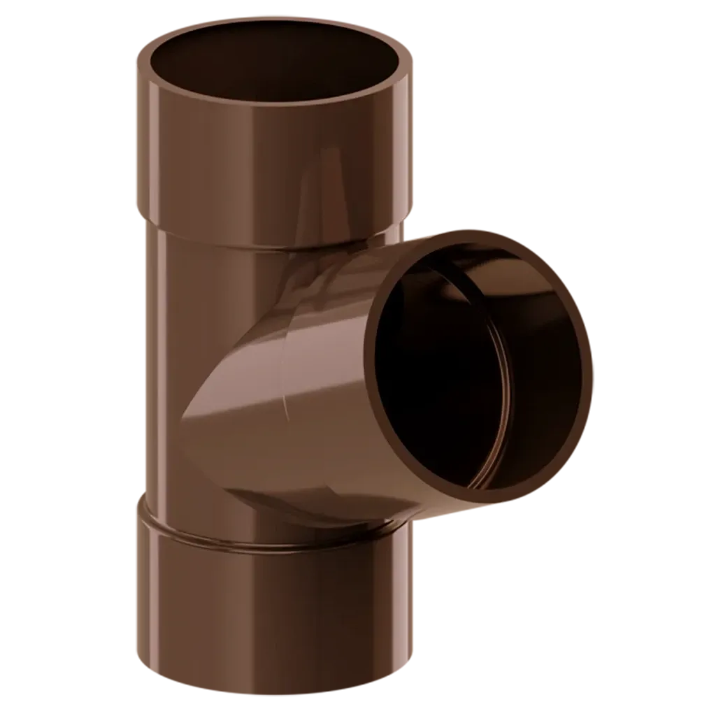 TRÓJNIK PVC 151mm 63,5Ø 67,5° SYSTEM RYNNOWY 75/63 JASNY BRĄZ RAL 8017 KROP