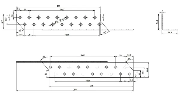 LK5 ŁĄCZNIK KROKWIOWY CIESIELSKI 250x32x2 LEWY ŁĄCZNIKI 10szt OCYNK DOMAX