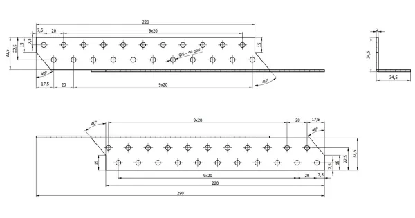 LK7 ŁĄCZNIK KROKWIOWY CIESIELSKI 290x32x2 LEWY ŁĄCZNIKI 10szt OCYNK DOMAX